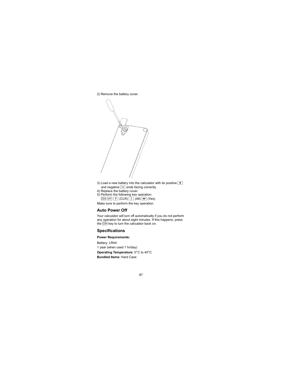 Auto power off, Specifications | HP 300s Scientific Calculator User Manual | Page 93 / 95