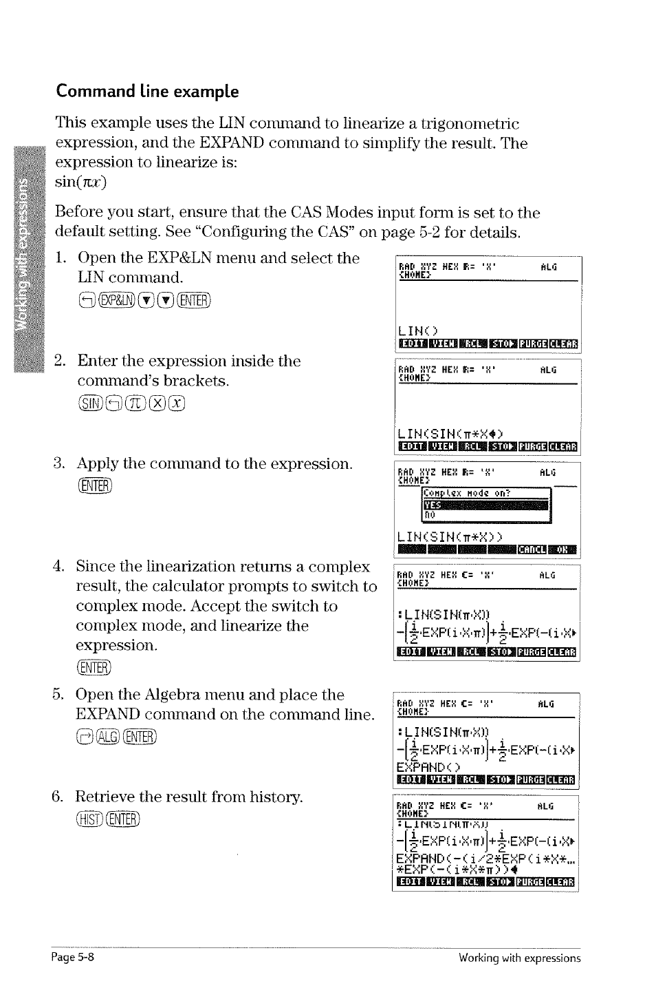 Command line example | HP 49g Graphing Calculator User Manual | Page 118 / 242