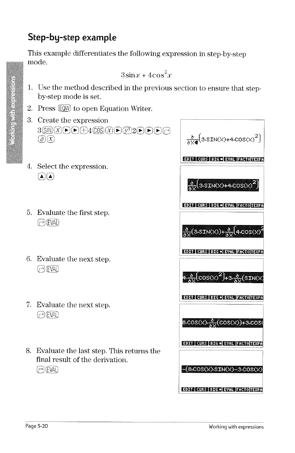 Step-by-step example | HP 49g Graphing Calculator User Manual | Page 130 / 242