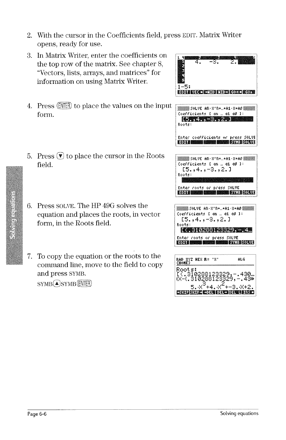 Edit, Solve | HP 49g Graphing Calculator User Manual | Page 136 / 242