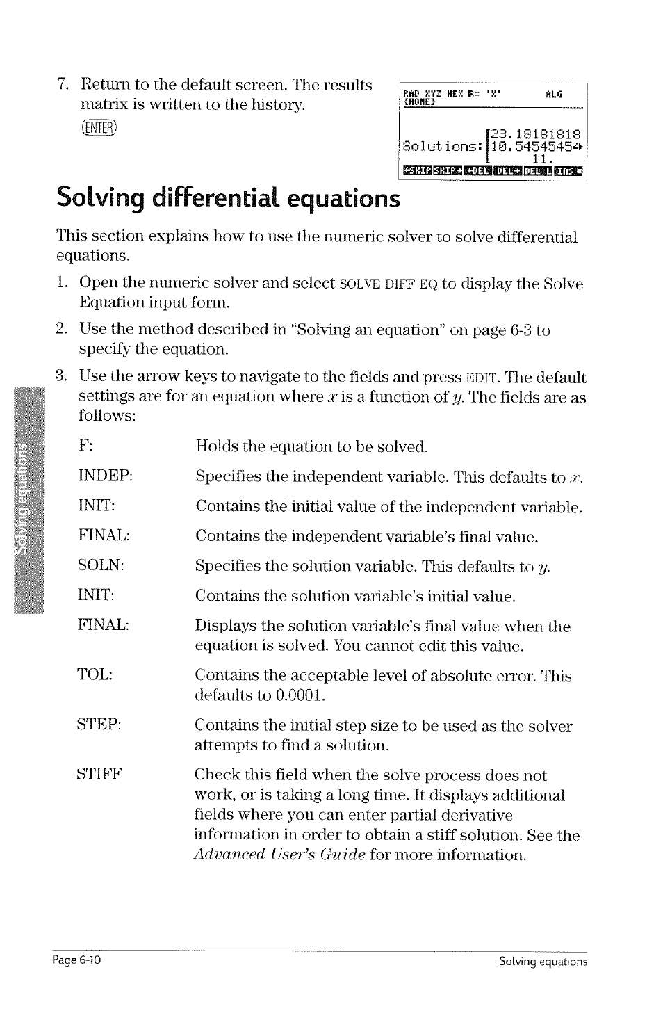 Solving differential equations, Differential equation plots -15, Solving differential | Equations | HP 49g Graphing Calculator User Manual | Page 140 / 242