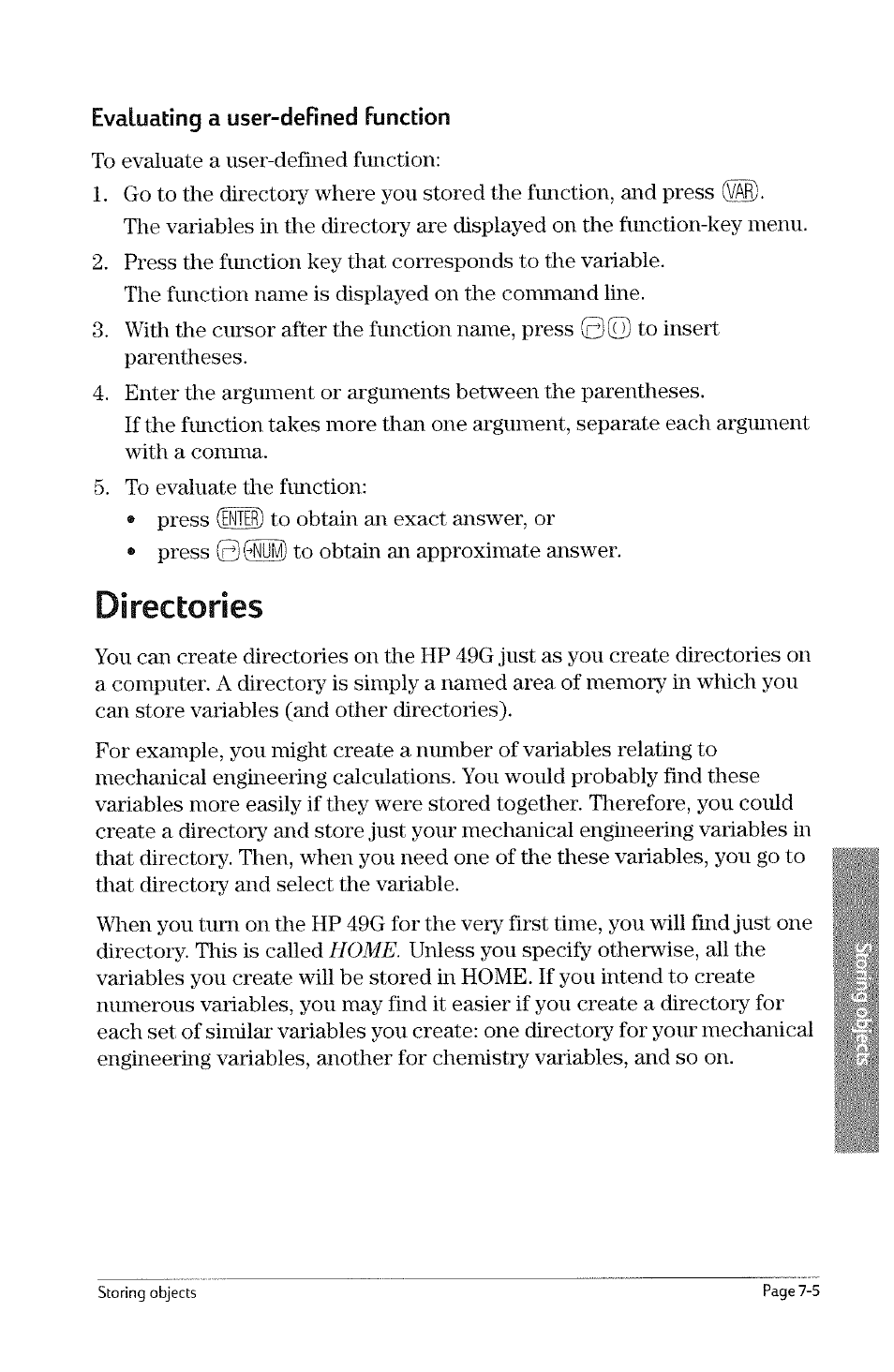 Directories | HP 49g Graphing Calculator User Manual | Page 149 / 242