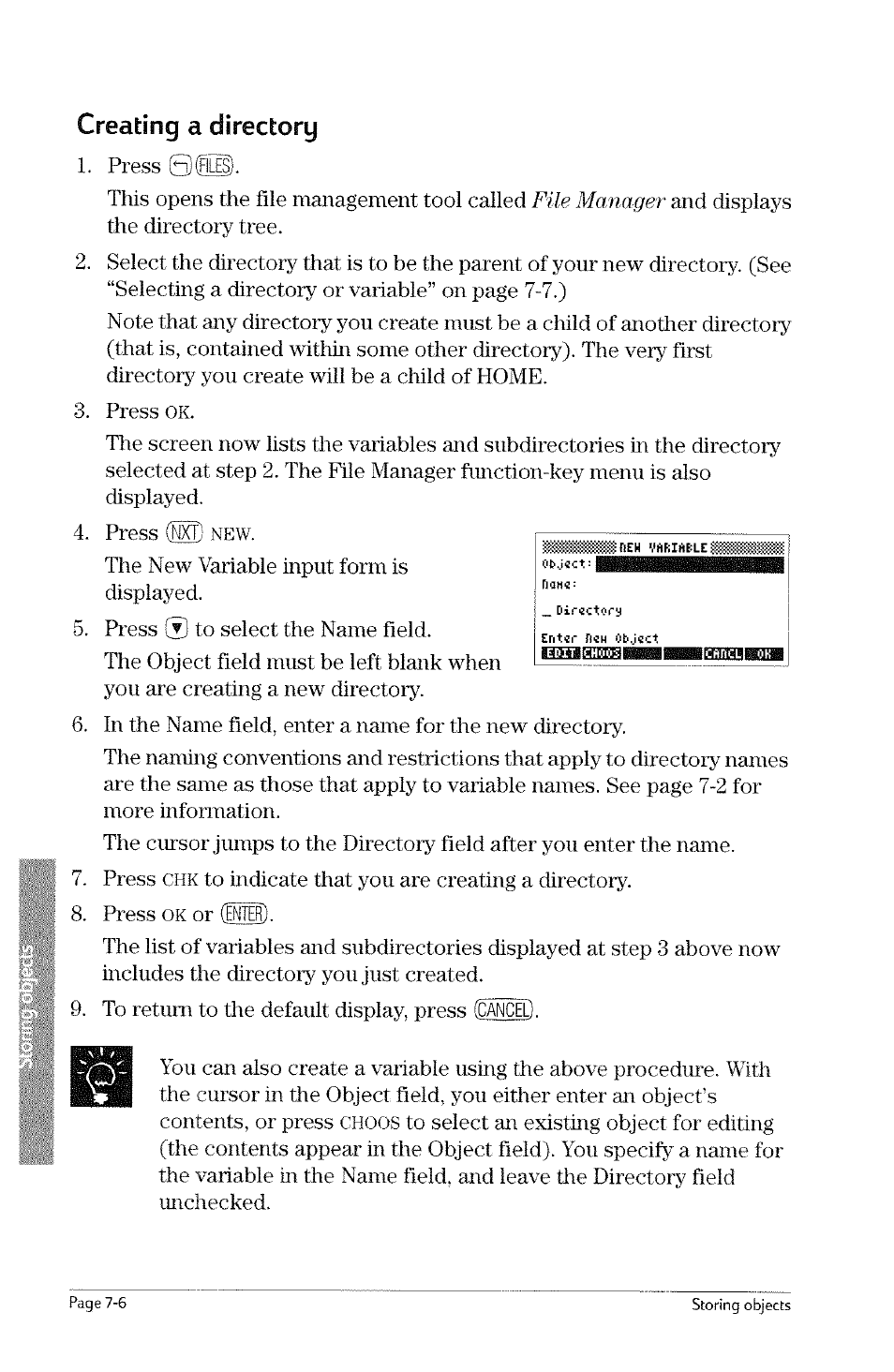 Directory, Choos, Creating a | HP 49g Graphing Calculator User Manual | Page 150 / 242