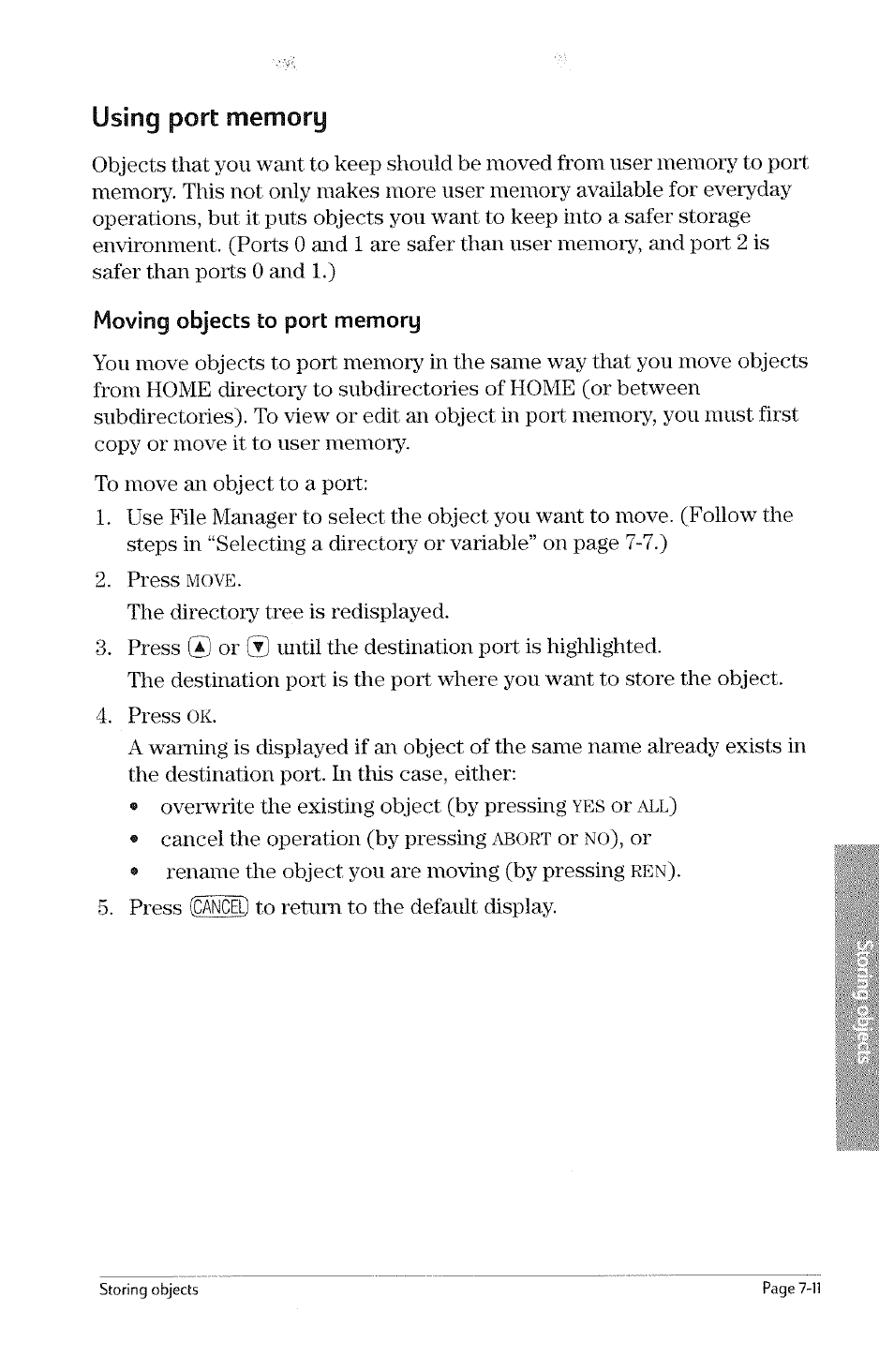 Moving objects to port memory, Move | HP 49g Graphing Calculator User Manual | Page 155 / 242
