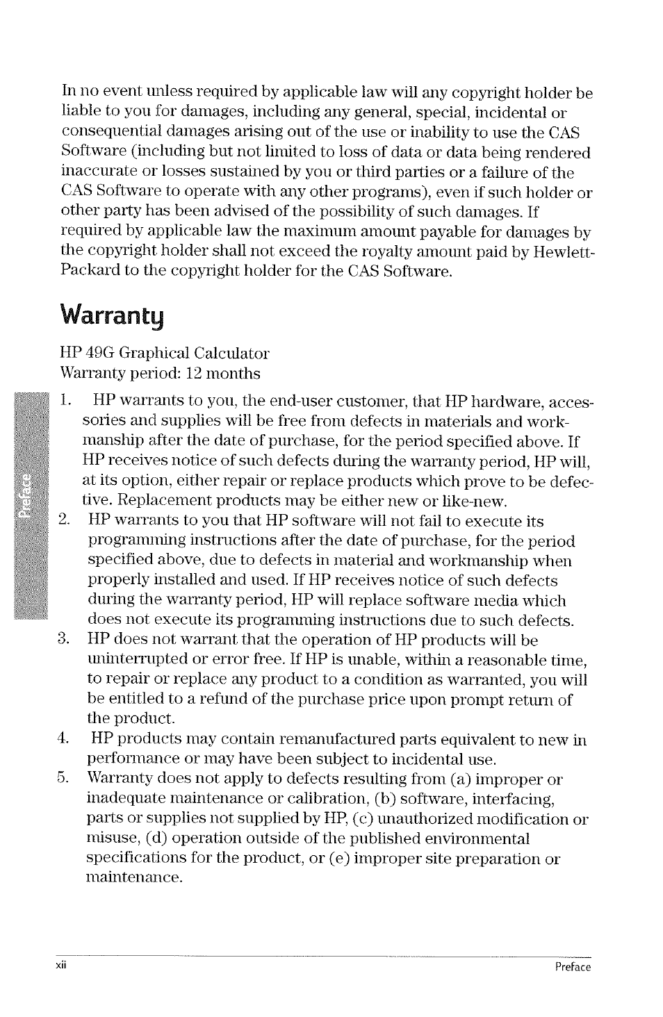 Warranty | HP 49g Graphing Calculator User Manual | Page 16 / 242