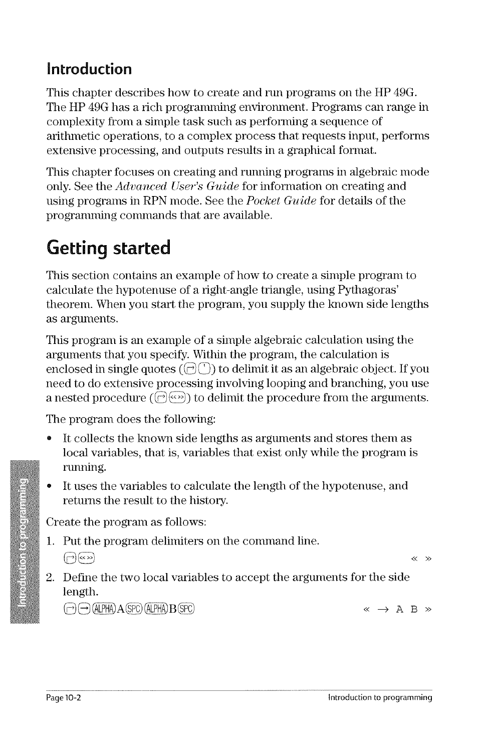 Getting, Started, Introduction | HP 49g Graphing Calculator User Manual | Page 188 / 242