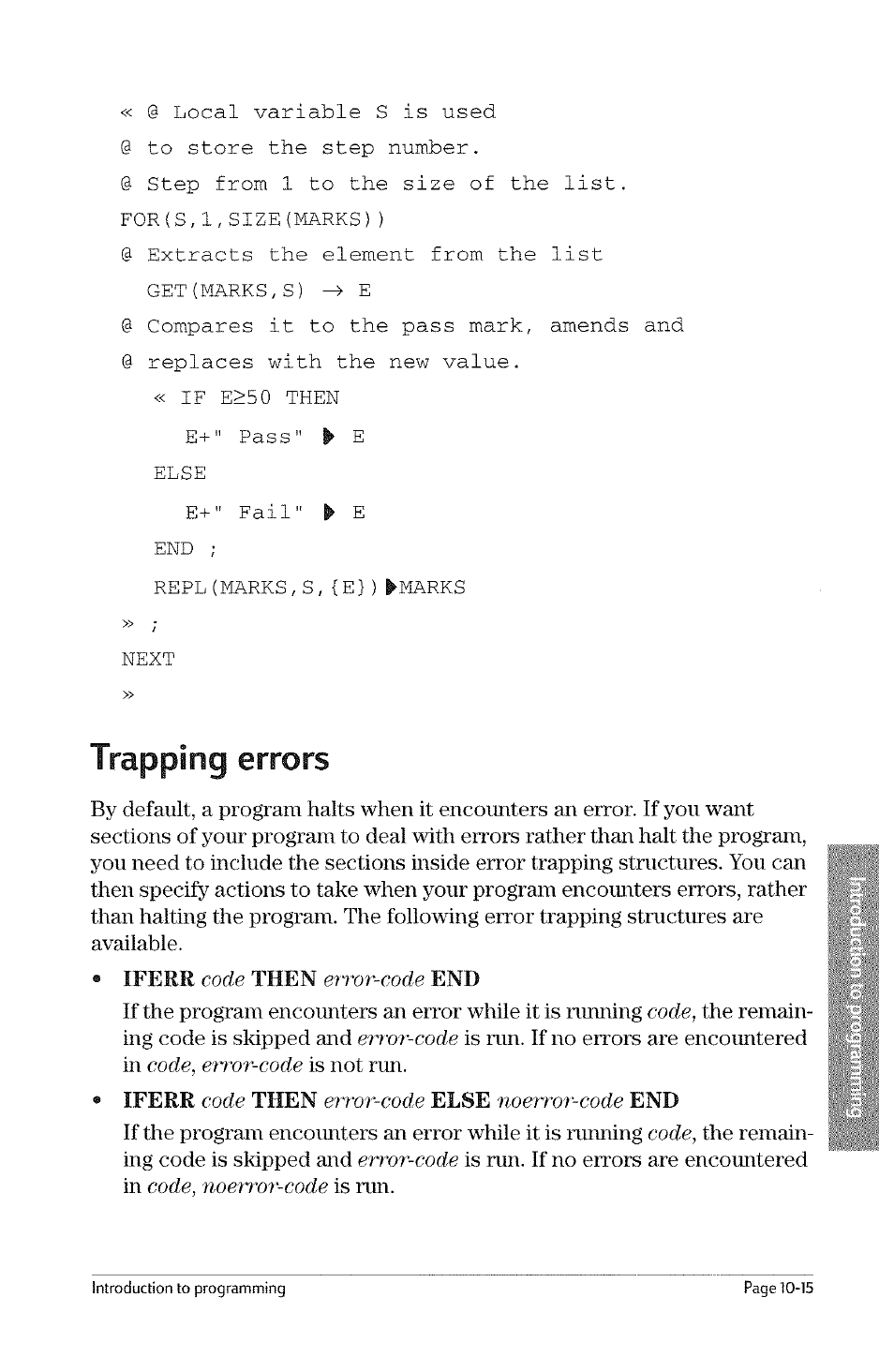 Trapping errors, Trapping errors -15 | HP 49g Graphing Calculator User Manual | Page 201 / 242