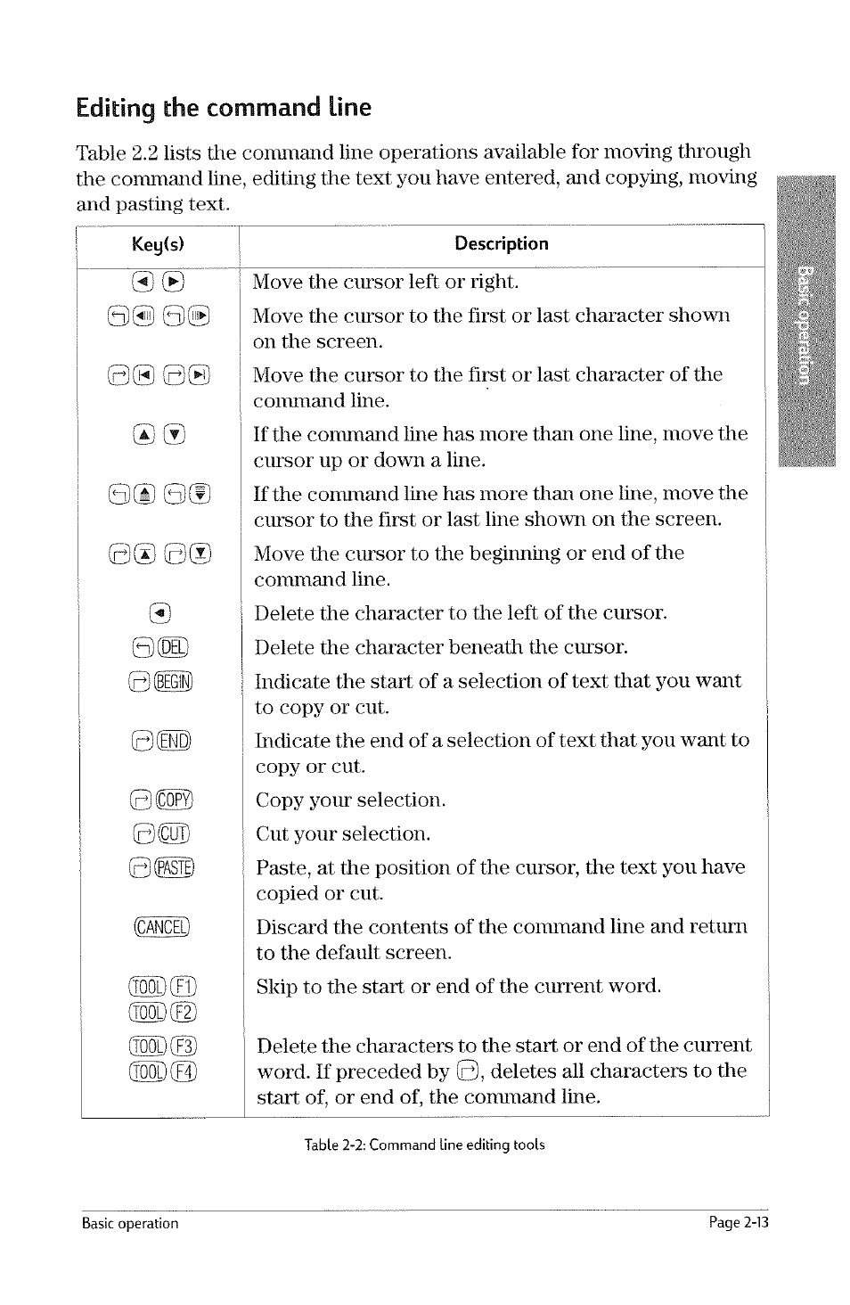 Editing the command line, Editing the command line -13, Tood® 00(0 | HP 49g Graphing Calculator User Manual | Page 41 / 242