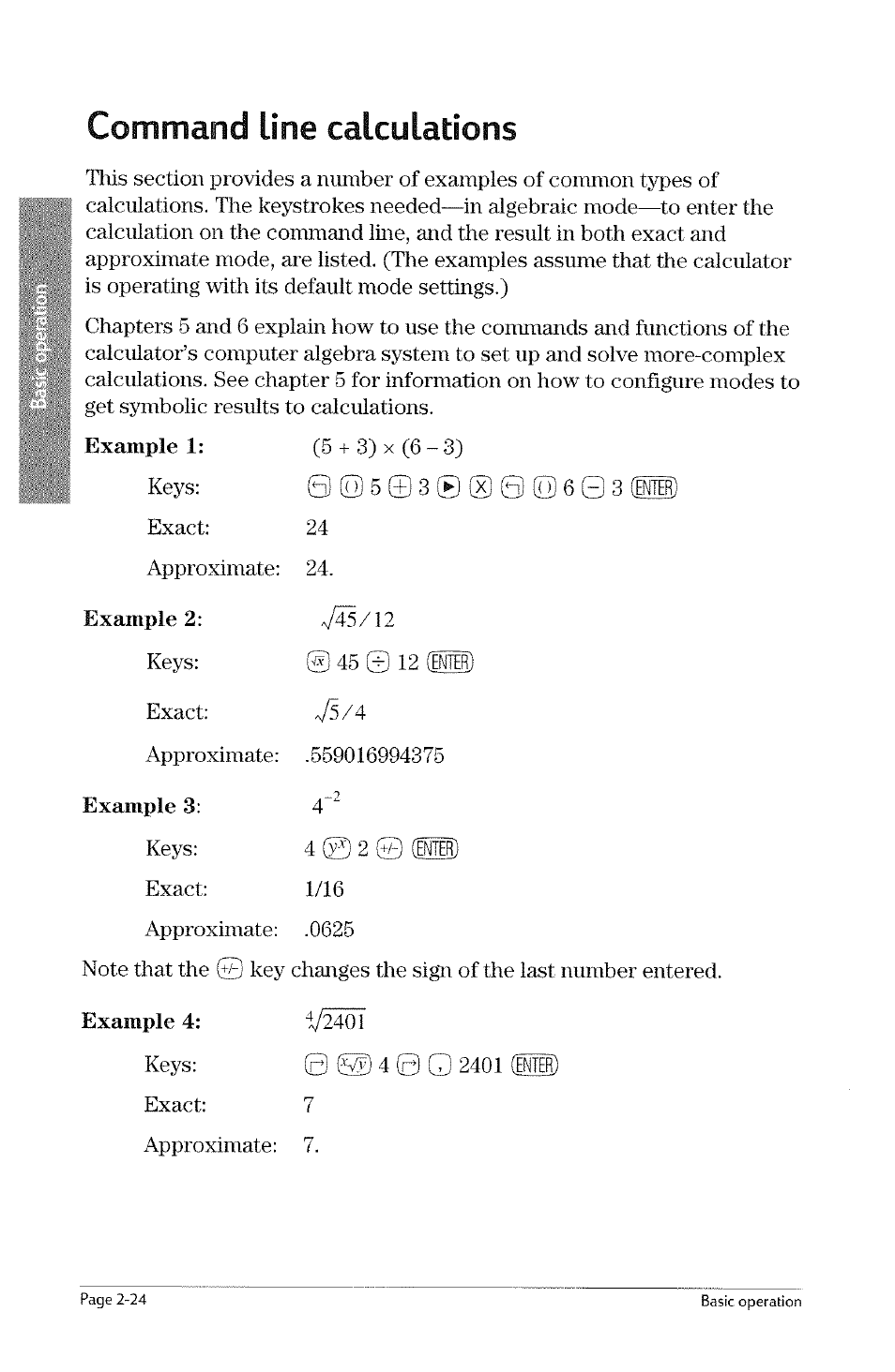 Example 1, Example 2, Example 3 | Example 4, Command line calculations, Ijim | HP 49g Graphing Calculator User Manual | Page 52 / 242