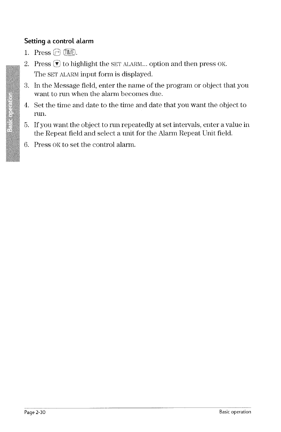 0 (time), Set alarm | HP 49g Graphing Calculator User Manual | Page 58 / 242