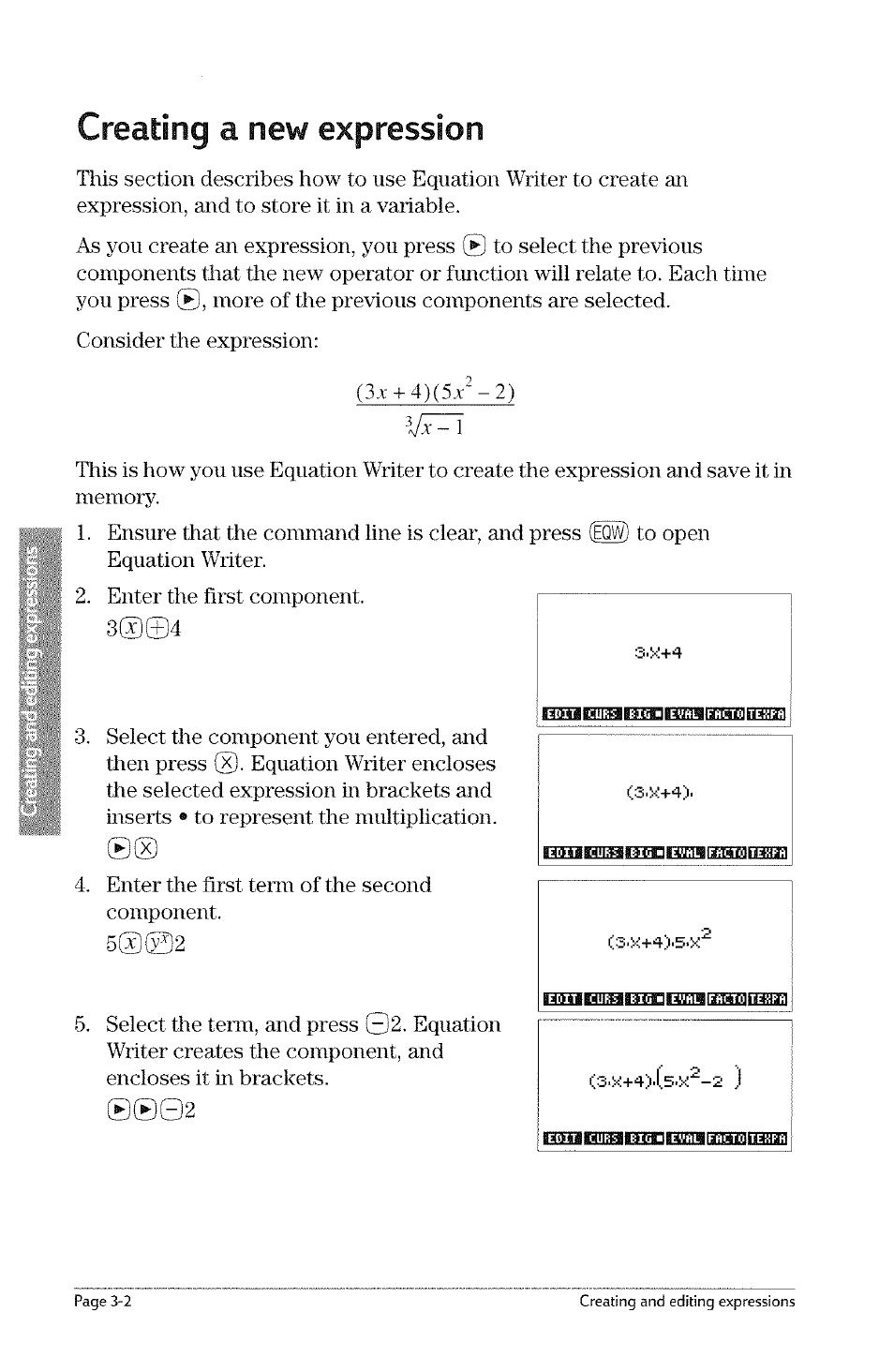 Creating a new expression, Creating a new expression -2 | HP 49g Graphing Calculator User Manual | Page 60 / 242