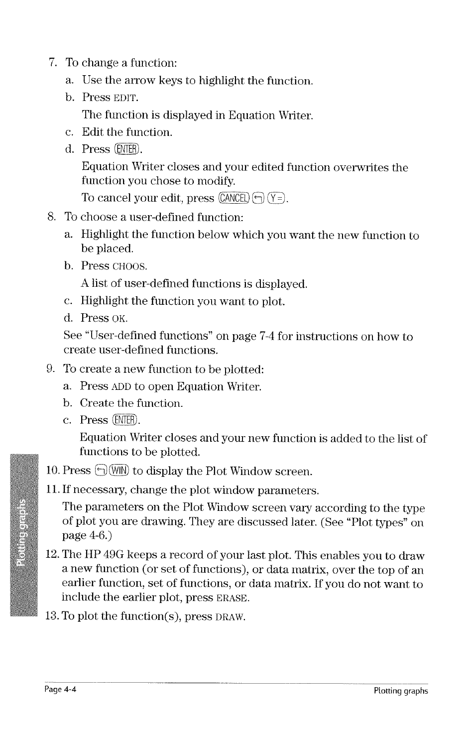 Edit, Choos, Erase | Draw | HP 49g Graphing Calculator User Manual | Page 72 / 242