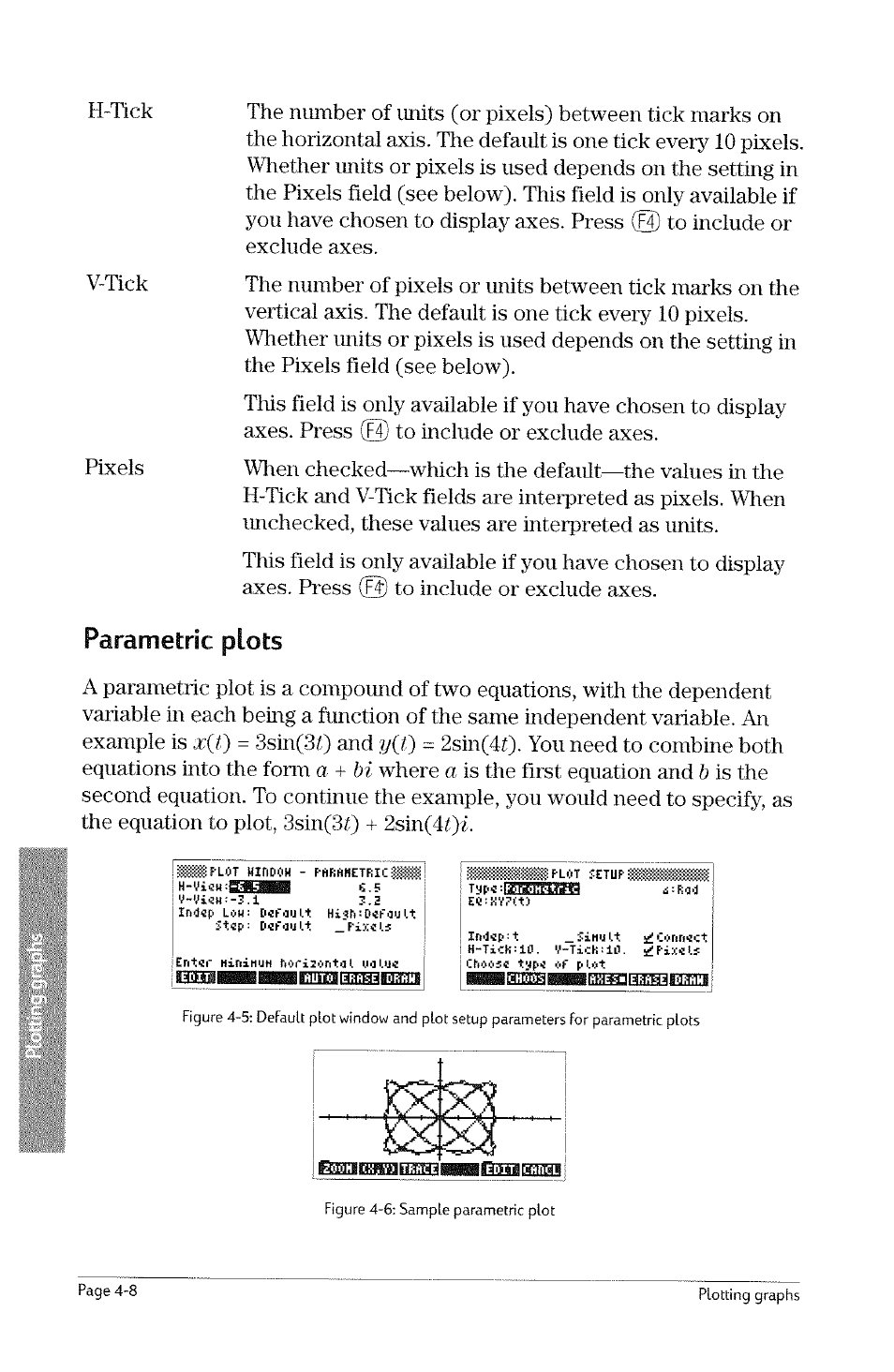 Parametric plots, Parametric plots -8, X{t) | HP 49g Graphing Calculator User Manual | Page 76 / 242