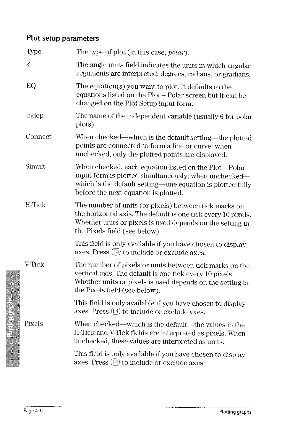 The type of plot (in this case, polar) | HP 49g Graphing Calculator User Manual | Page 80 / 242