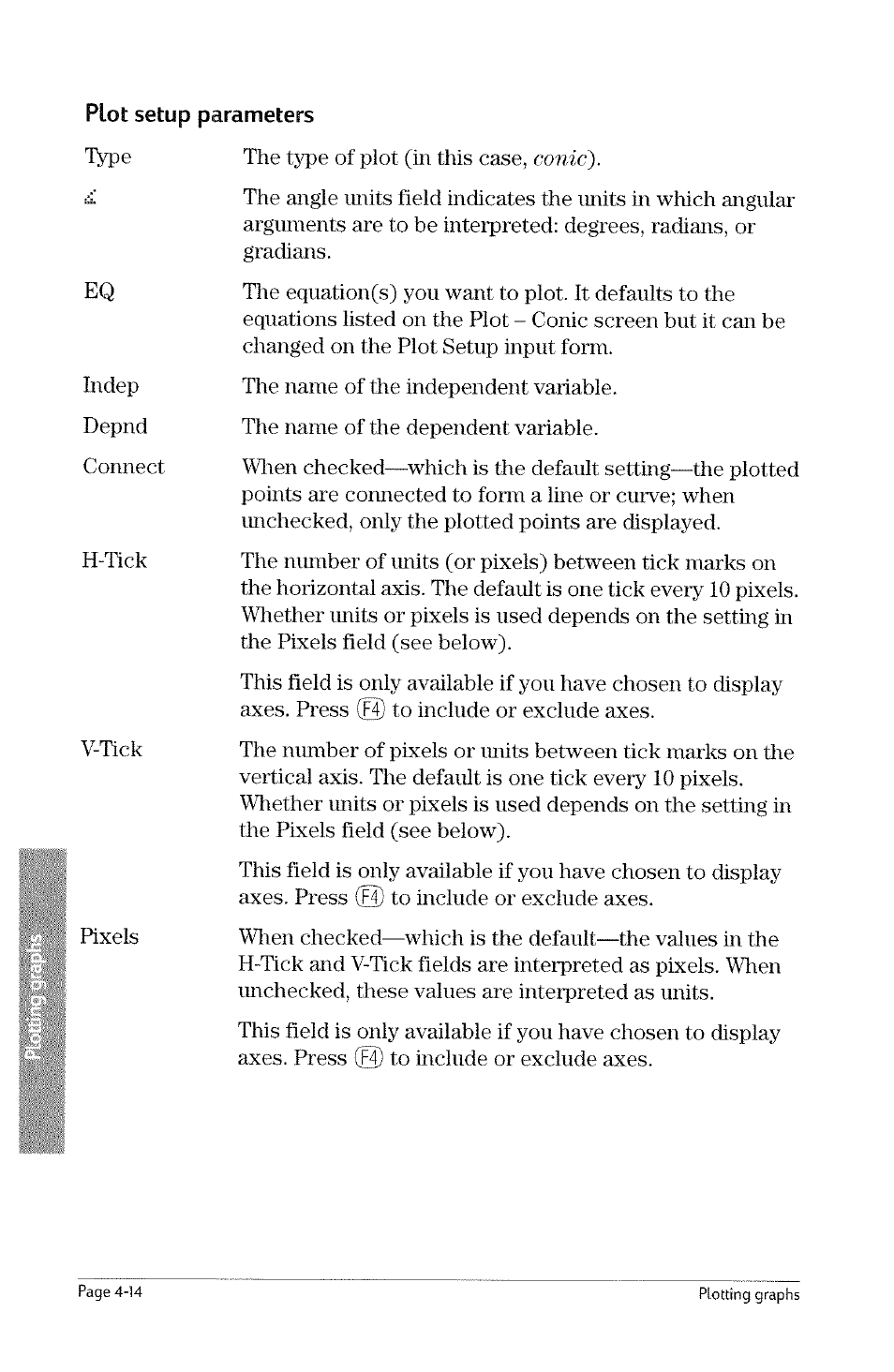 The type of plot (in this case, conic) | HP 49g Graphing Calculator User Manual | Page 82 / 242