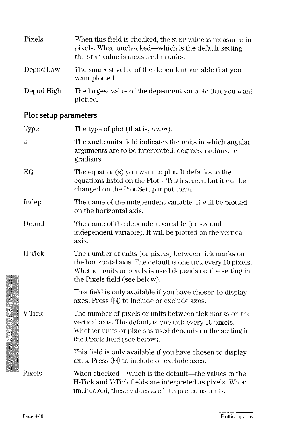 Plot setup parameters, Ttu th) | HP 49g Graphing Calculator User Manual | Page 86 / 242