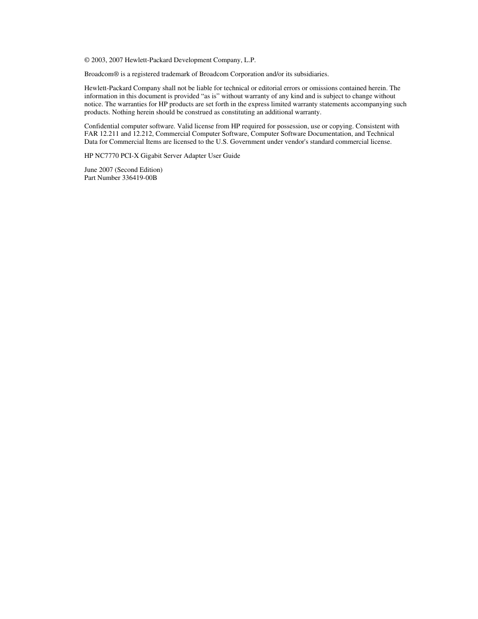 Notice | HP NC7770 PCI-X Gigabit Server Adapter User Manual | Page 2 / 22