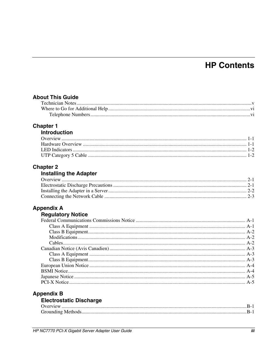 HP NC7770 PCI-X Gigabit Server Adapter User Manual | Page 3 / 22