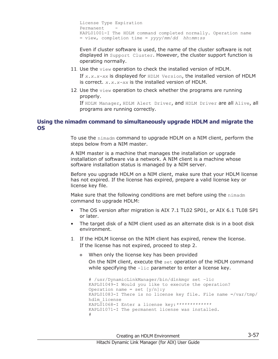 The os -57, Using the nimadm command to | HP XP Racks User Manual | Page 123 / 504