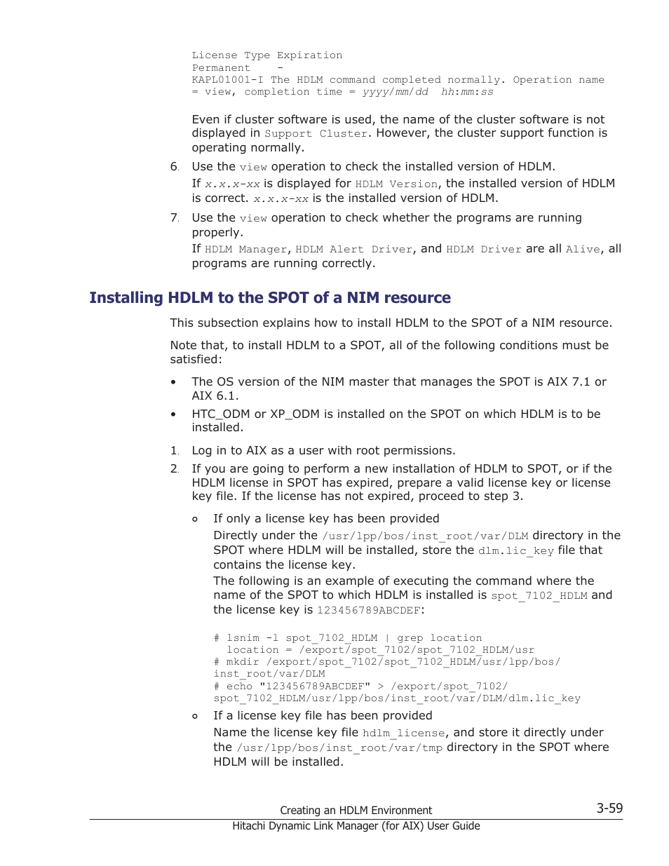 Installing hdlm to the spot of a nim resource, Installing hdlm to the spot of a nim resource -59 | HP XP Racks User Manual | Page 125 / 504