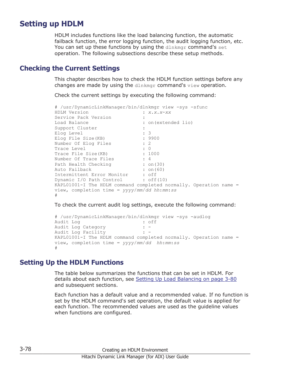 Setting up hdlm, Checking the current settings, Setting up the hdlm functions | Setting up hdlm -78, Checking the current settings -78, Setting up the hdlm functions -78, Setting up the hdlm | HP XP Racks User Manual | Page 144 / 504