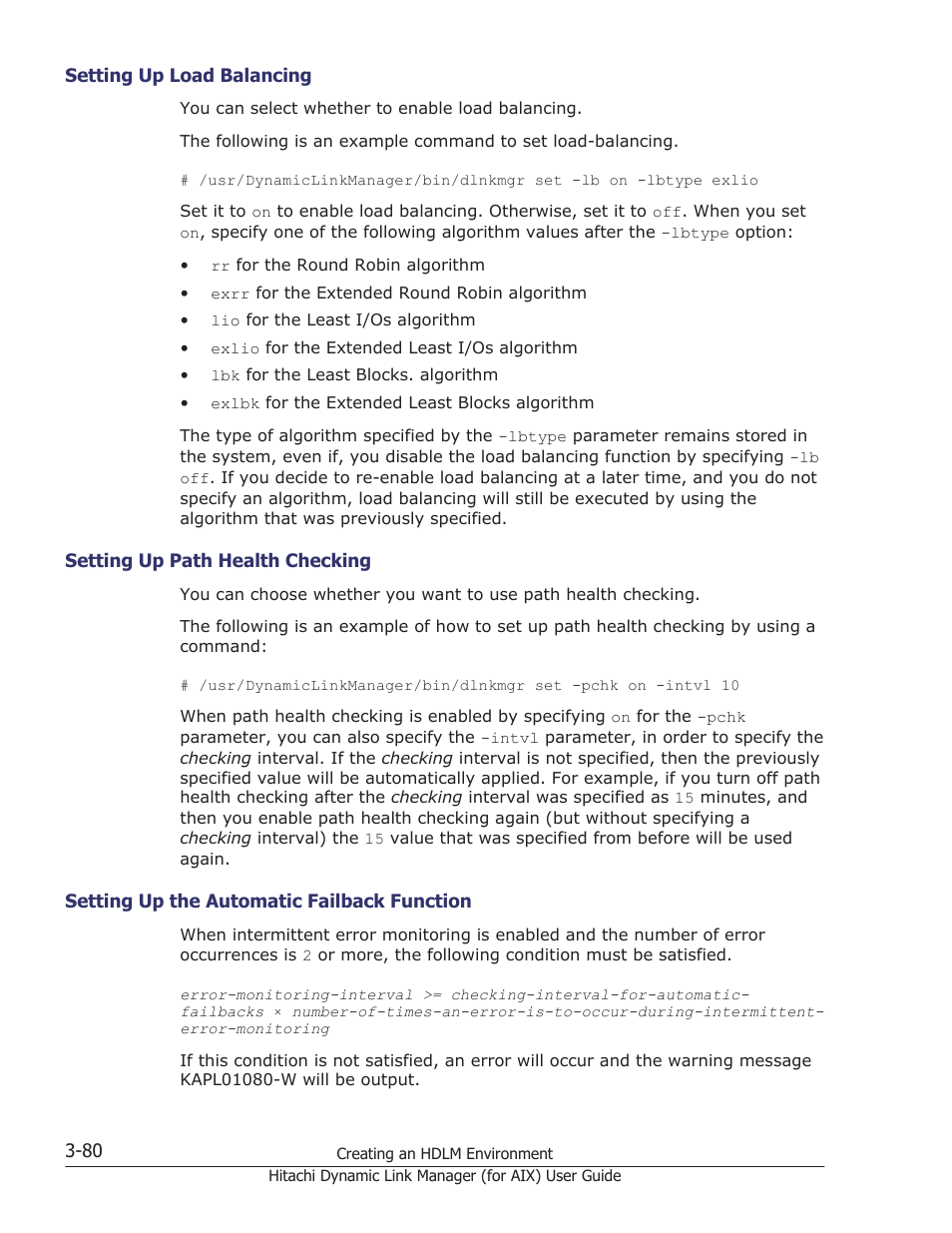 Setting up load balancing -80, Setting up path health checking -80, Setting up the automatic failback function -80 | HP XP Racks User Manual | Page 146 / 504