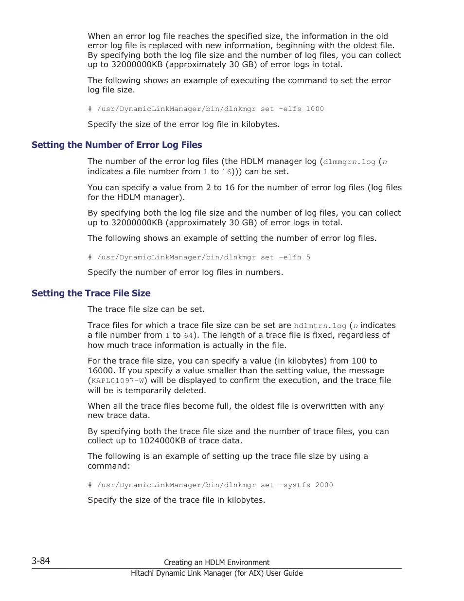 Setting the number of error log files -84, Setting the trace file size -84 | HP XP Racks User Manual | Page 150 / 504