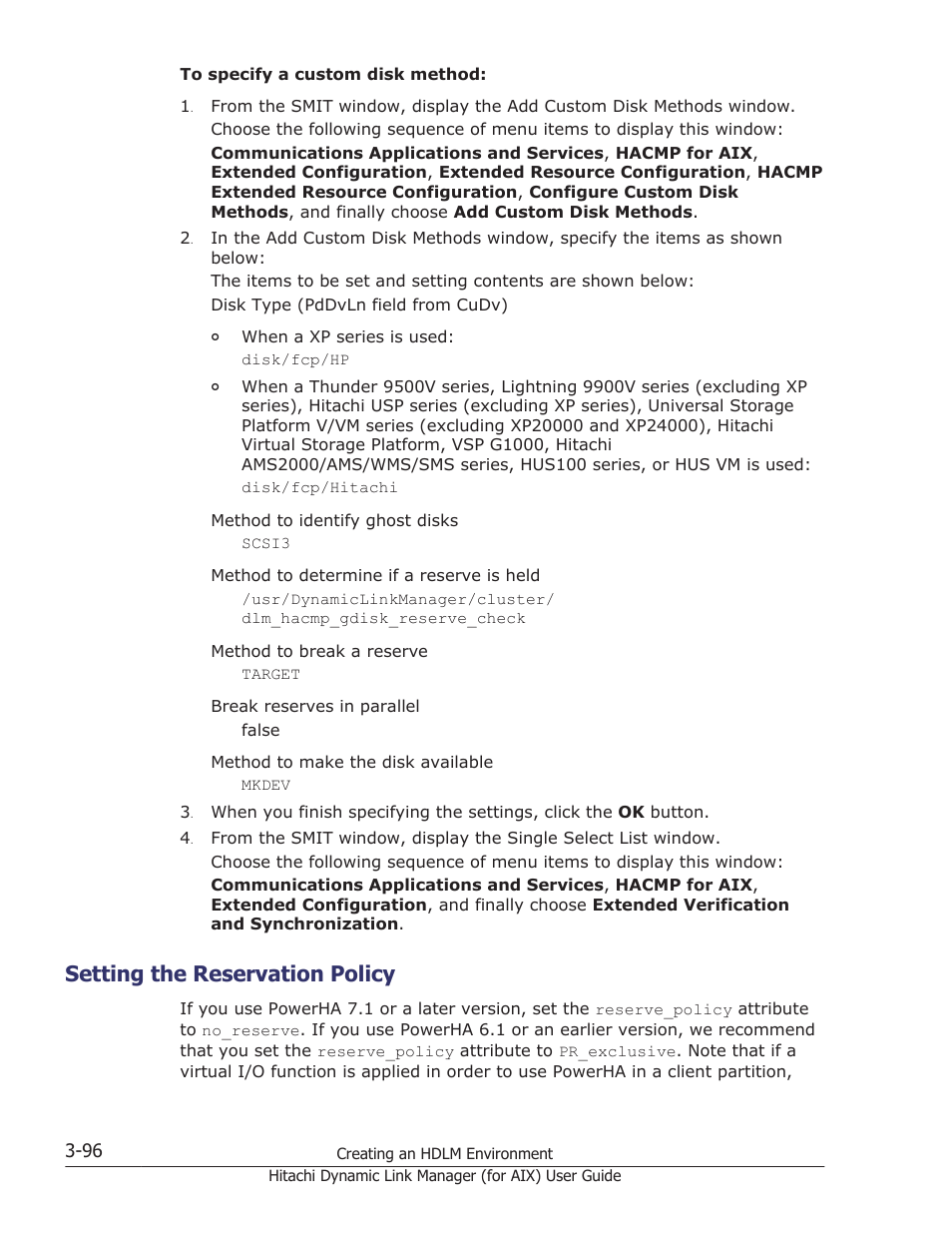 Setting the reservation policy, Setting the reservation policy -96 | HP XP Racks User Manual | Page 162 / 504