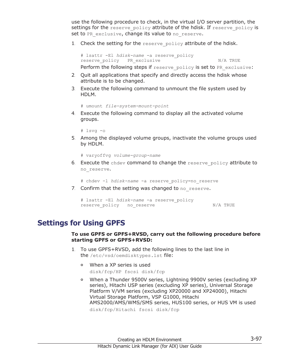 Settings for using gpfs, Settings for using gpfs -97 | HP XP Racks User Manual | Page 163 / 504