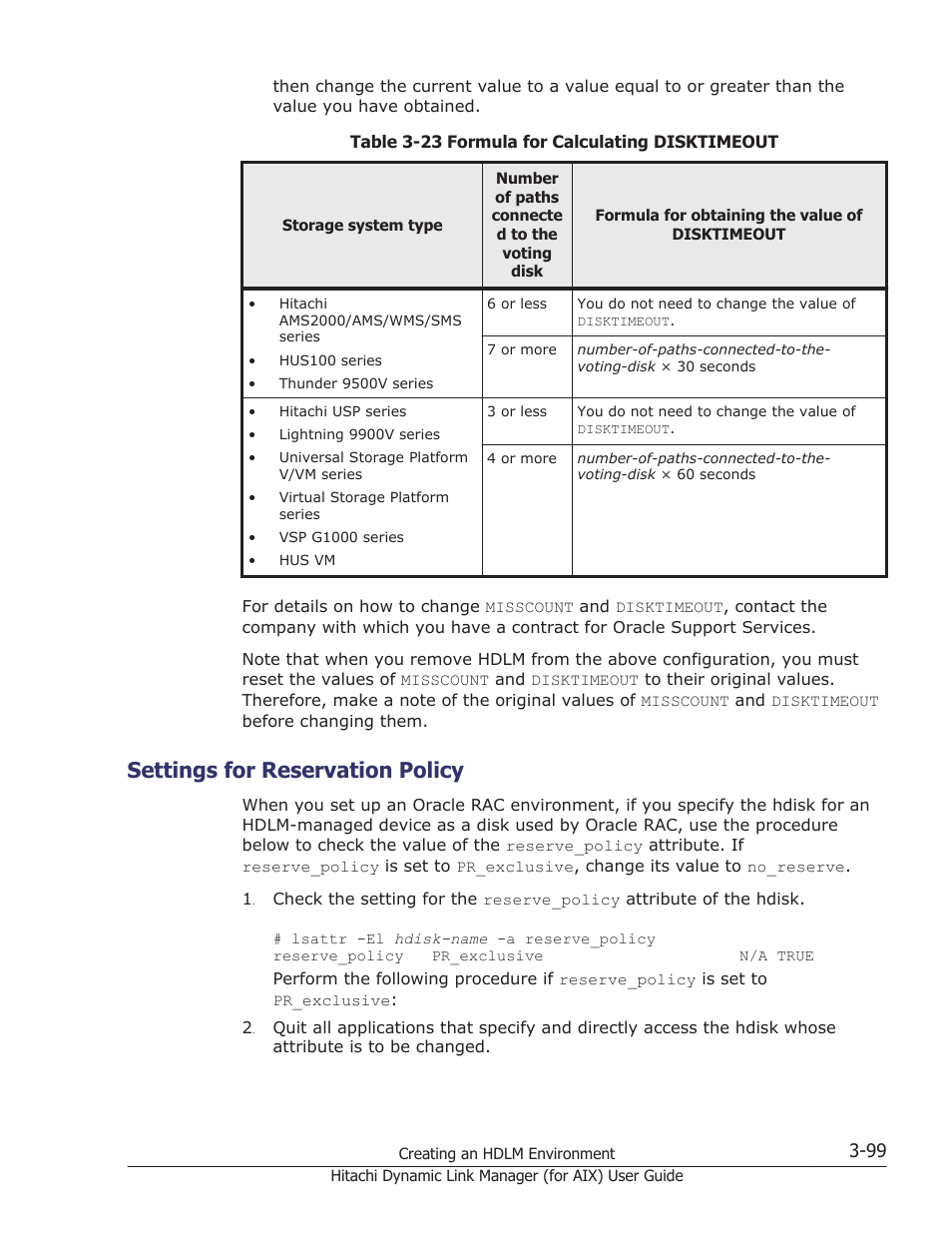 Settings for reservation policy, Settings for reservation policy -99 | HP XP Racks User Manual | Page 165 / 504