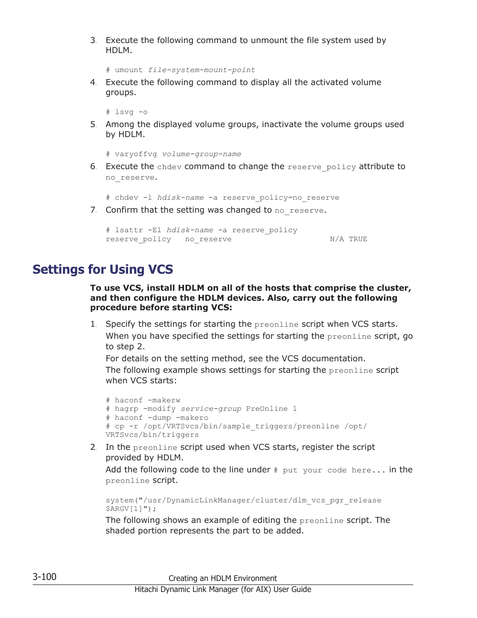 Settings for using vcs, Settings for using vcs -100 | HP XP Racks User Manual | Page 166 / 504