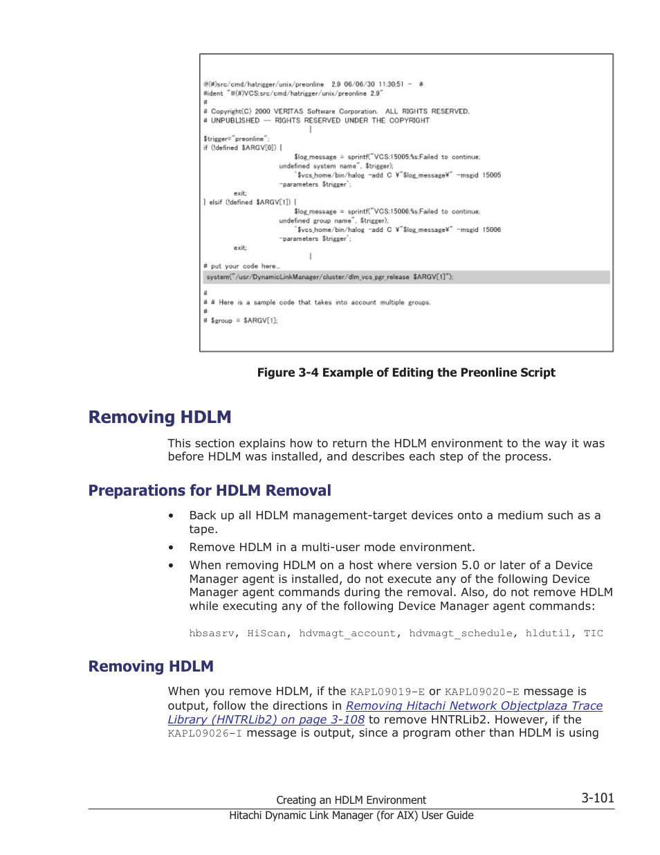 Removing hdlm, Preparations for hdlm removal, Removing hdlm -101 | Preparations for hdlm removal -101 | HP XP Racks User Manual | Page 167 / 504