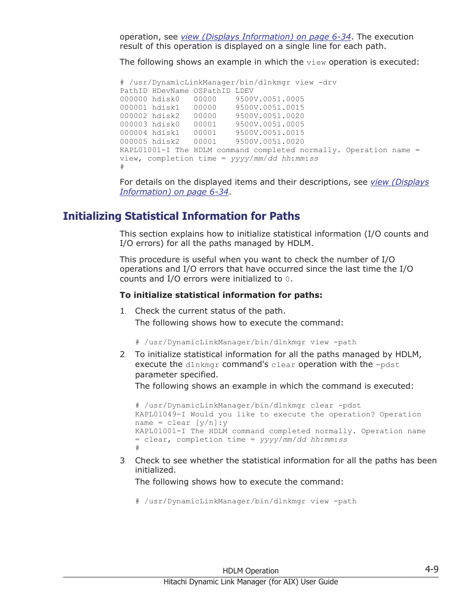 Initializing statistical information for paths, Initializing statistical information for paths -9 | HP XP Racks User Manual | Page 185 / 504