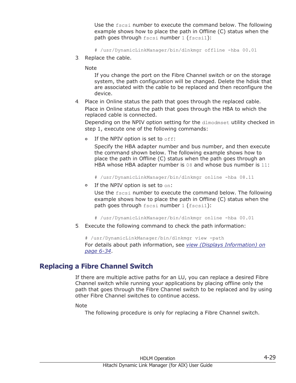 Replacing a fibre channel switch, Replacing a fibre channel switch -29 | HP XP Racks User Manual | Page 205 / 504