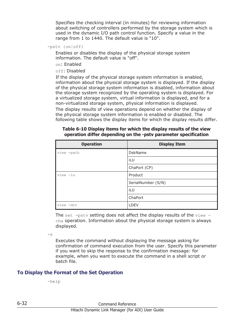 To display the format of the set operation -32 | HP XP Racks User Manual | Page 248 / 504