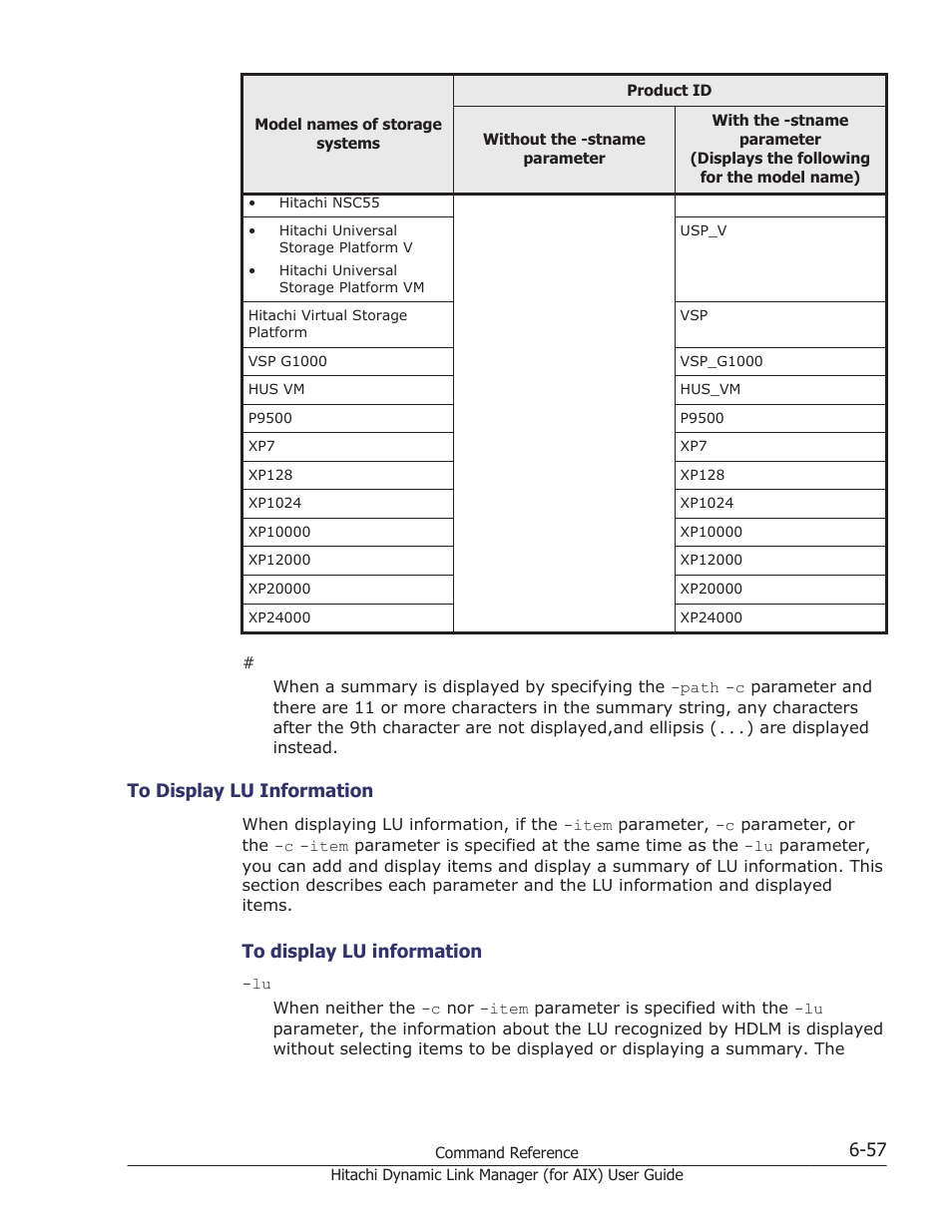 To display lu information -57, To display lu information, Device name and os management path id, see | HP XP Racks User Manual | Page 273 / 504