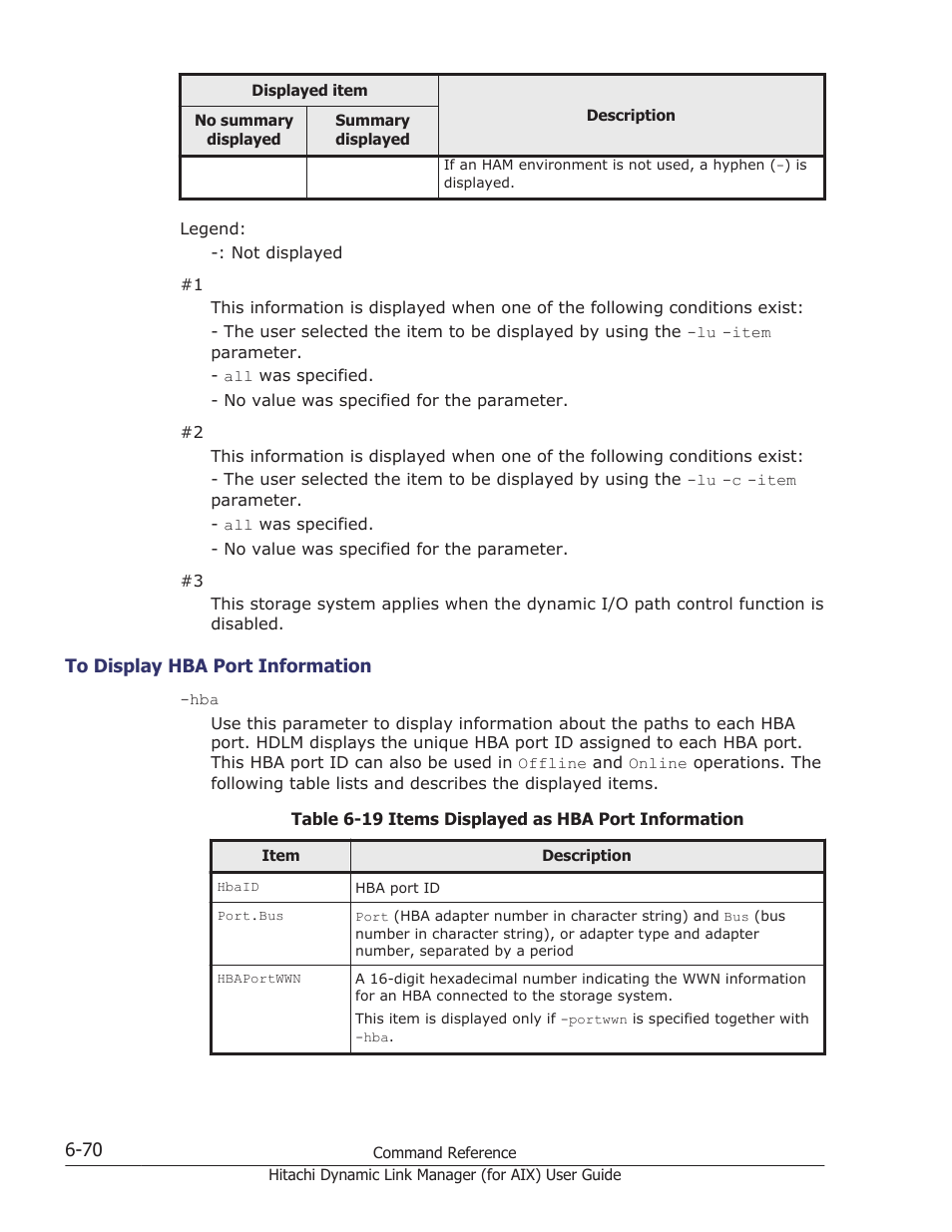 To display hba port information -70, Port ids, see | HP XP Racks User Manual | Page 286 / 504