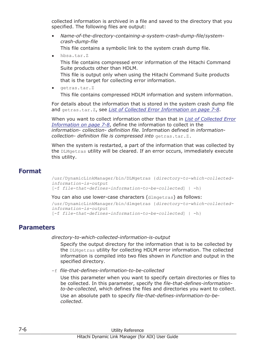 Format, Parameters, Format -6 | Parameters -6 | HP XP Racks User Manual | Page 300 / 504