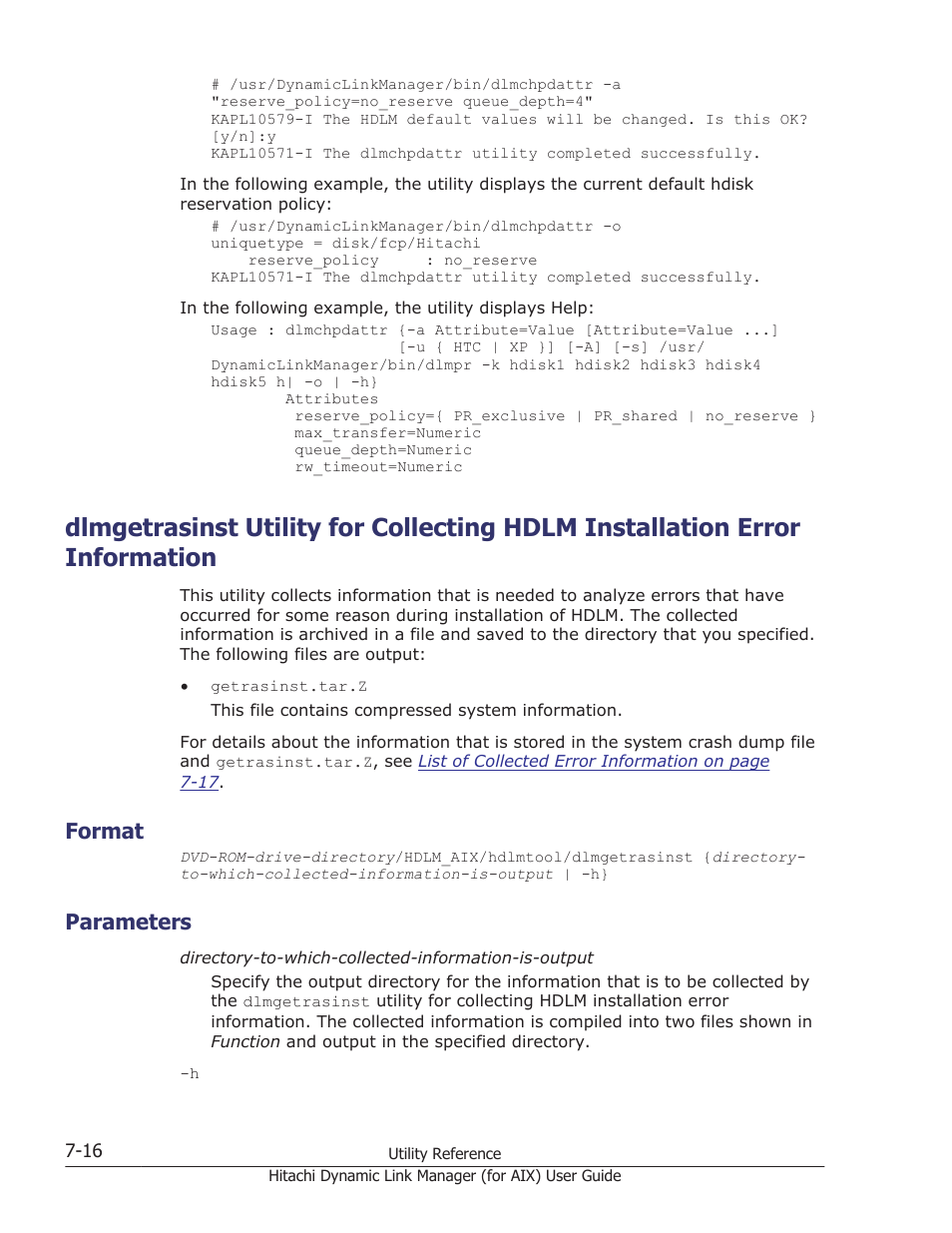 Format, Parameters, Format -16 | Parameters -16 | HP XP Racks User Manual | Page 310 / 504