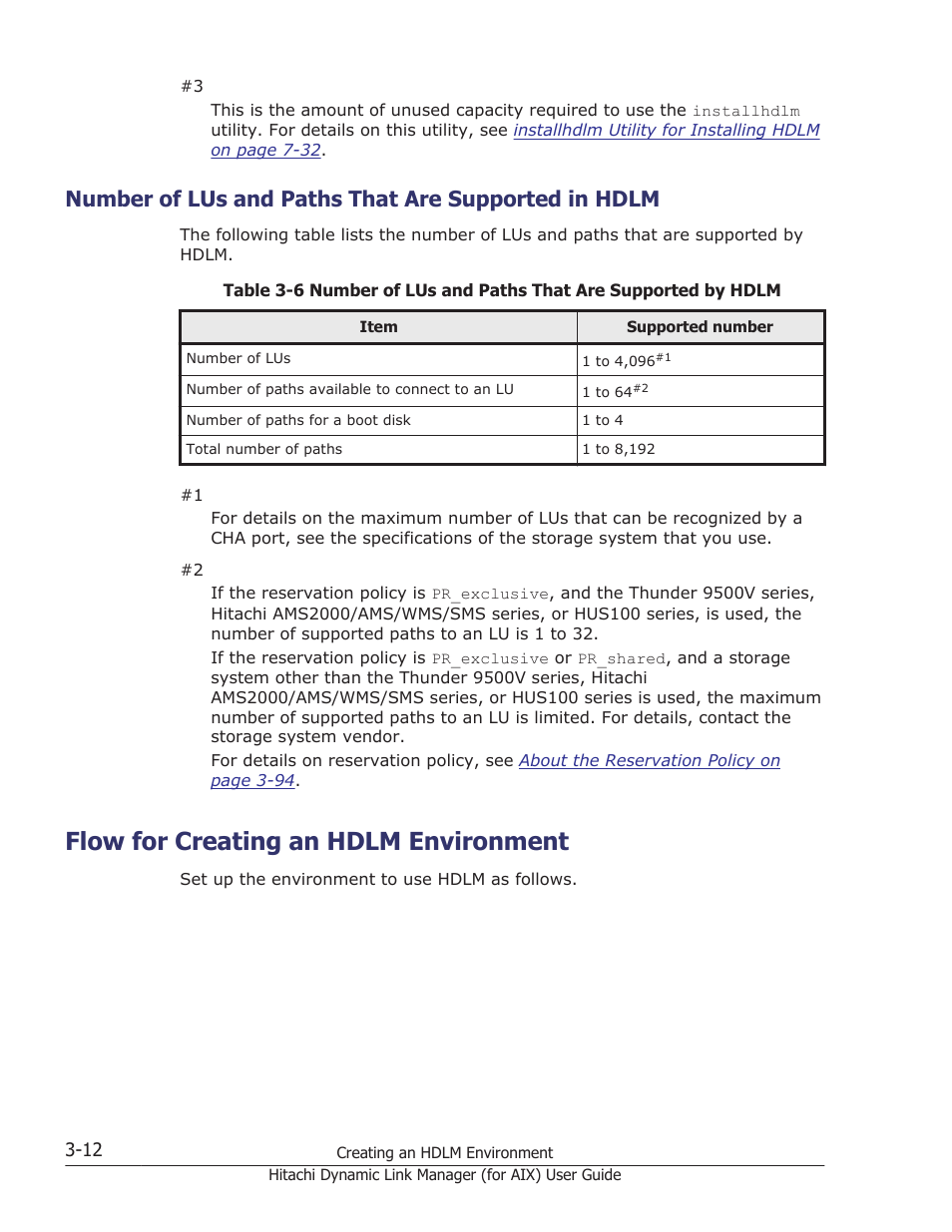 Number of lus and paths that are supported in hdlm, Flow for creating an hdlm environment, Flow for creating an hdlm environment -12 | HP XP Racks User Manual | Page 78 / 504