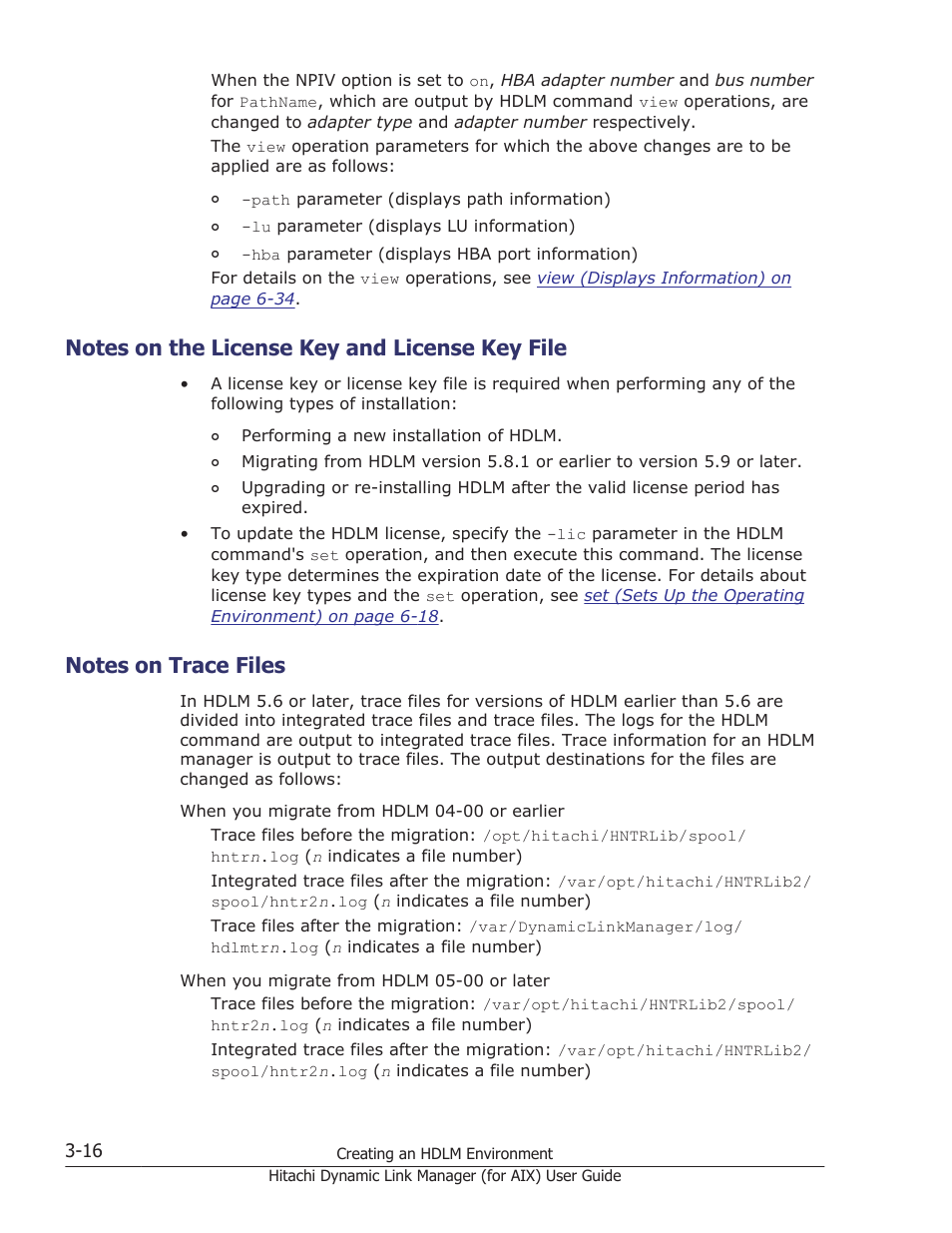 Notes on the license key and license key file, Notes on trace files, Notes on the license key and license key file -16 | Notes on trace files -16 | HP XP Racks User Manual | Page 82 / 504