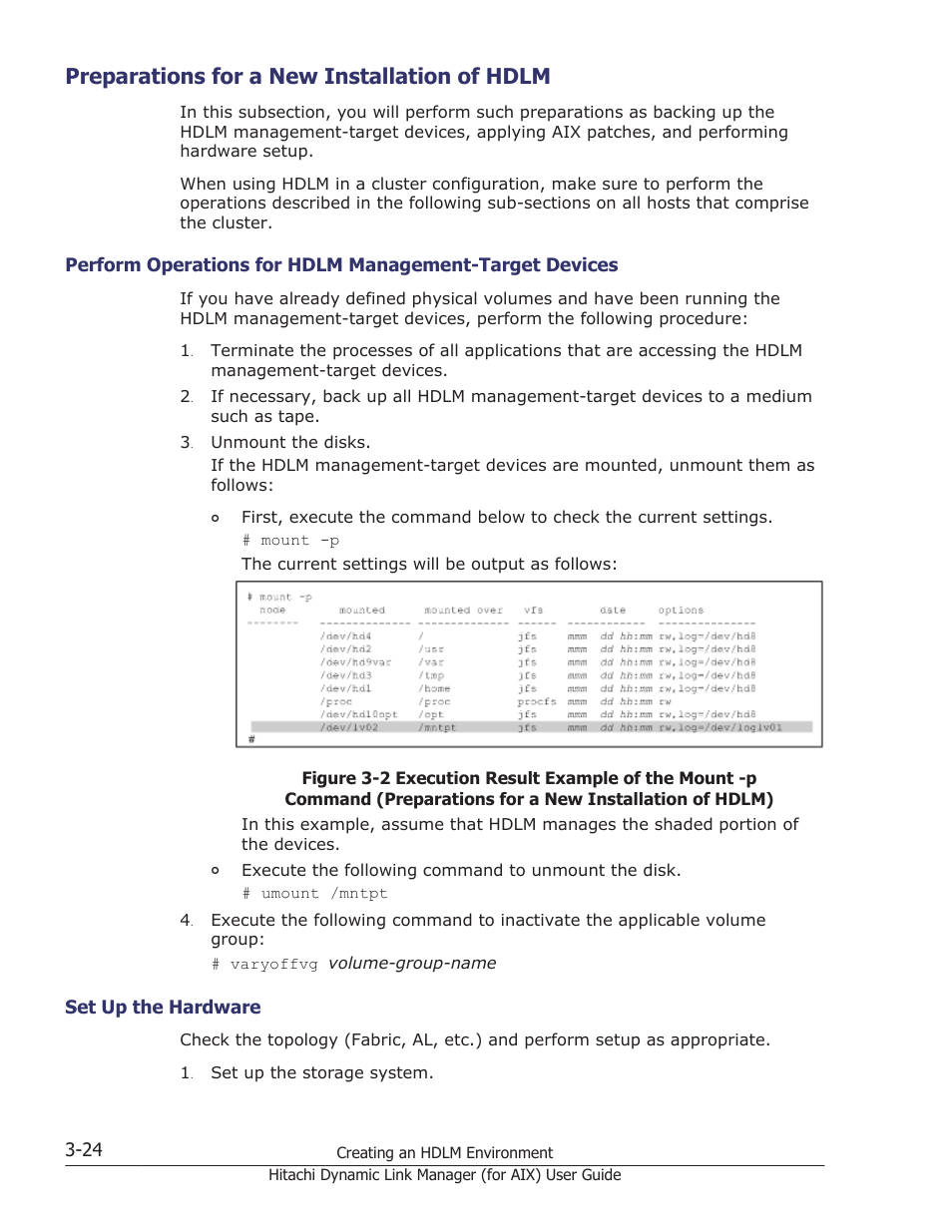 Preparations for a new installation of hdlm, Preparations for a new installation of hdlm -24, Set up the hardware -24 | HP XP Racks User Manual | Page 90 / 504