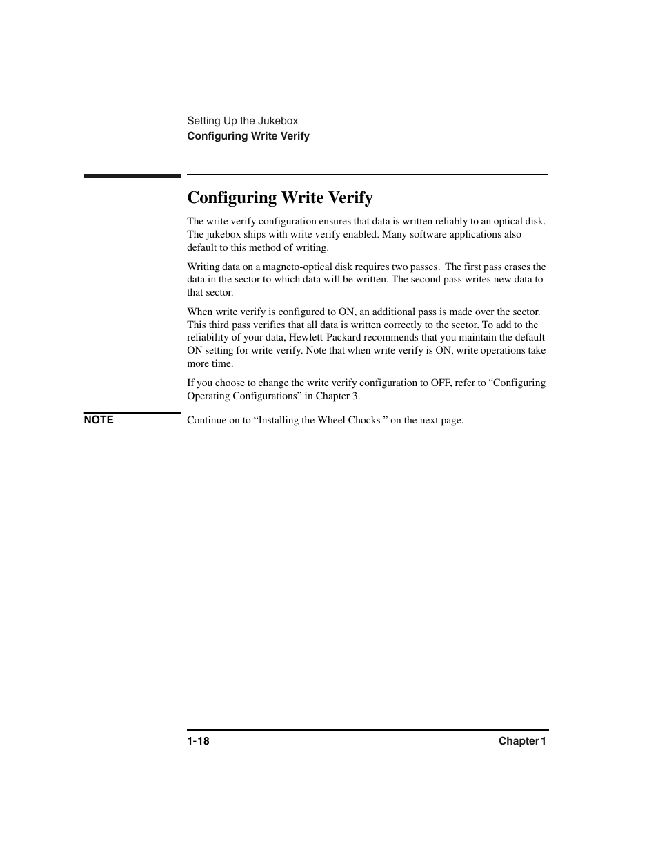 Configuring write verify, Write verify, Configuring write verify -18 | HP Optical Jukeboxes User Manual | Page 30 / 120