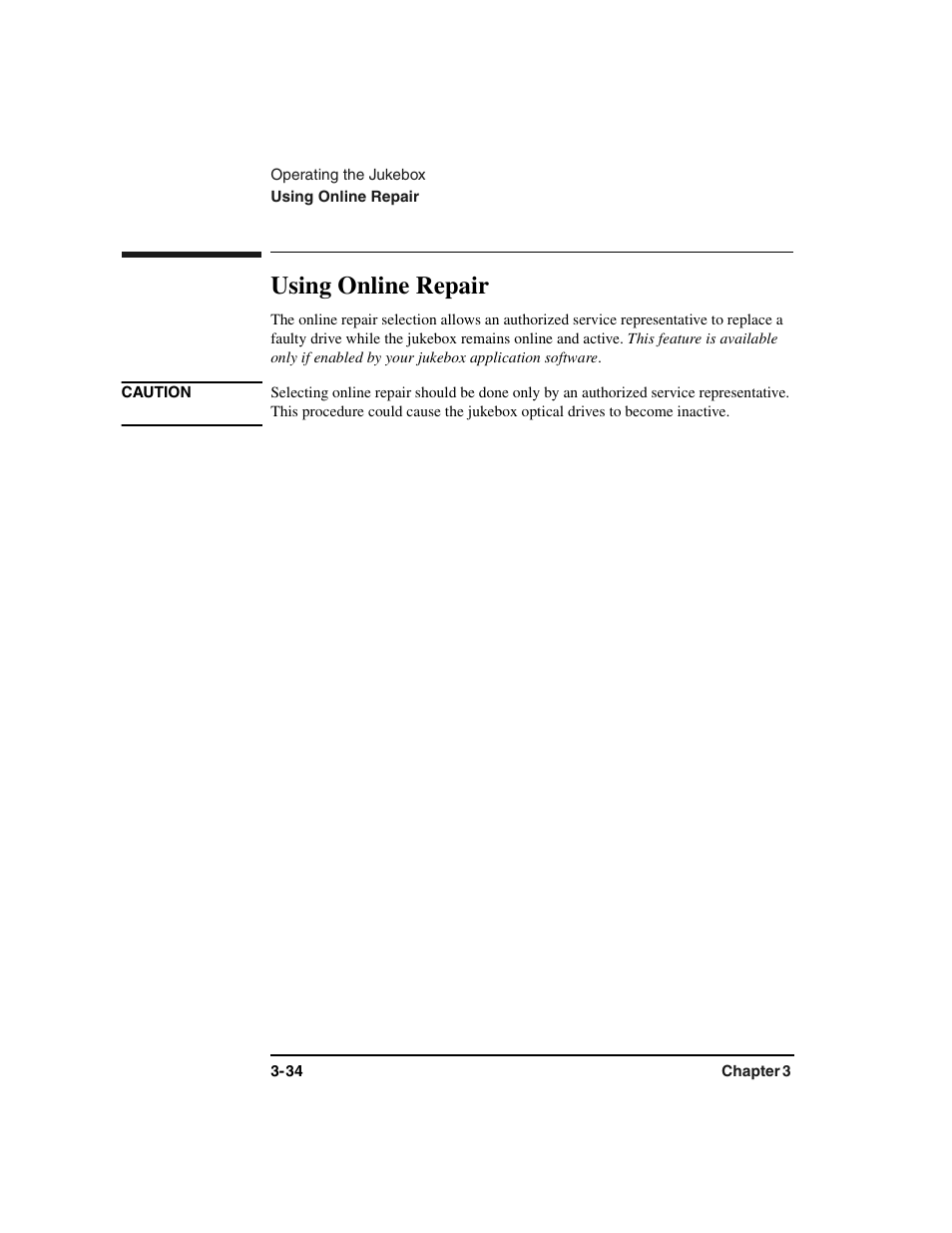 Online repair:service use, Using online repair -34, Using online repair | HP Optical Jukeboxes User Manual | Page 74 / 120