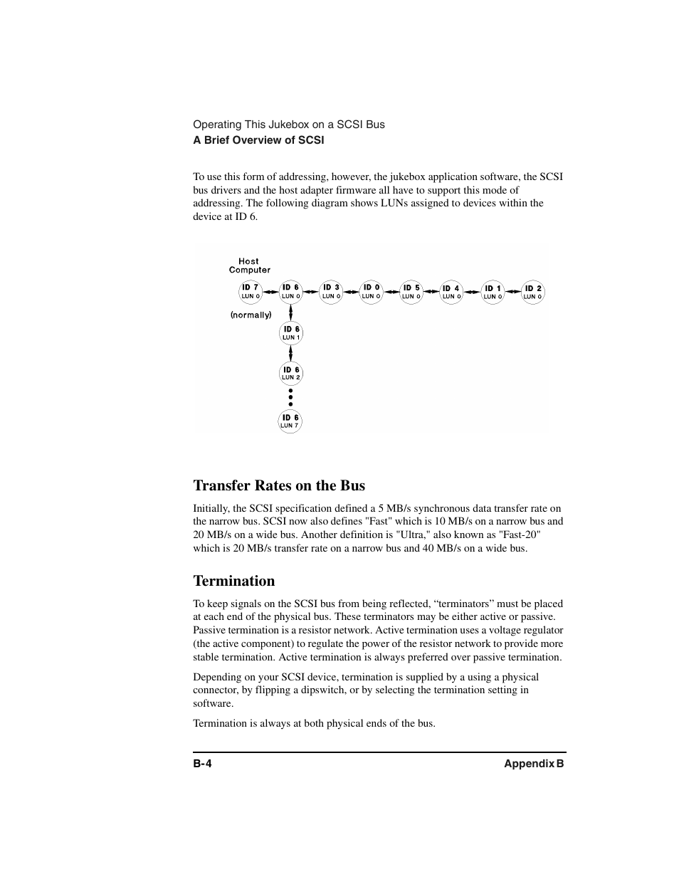 Graphic, Scsi bus:transfer rates, Scsi bus:termination | Transfer rates on the bus, Termination | HP Optical Jukeboxes User Manual | Page 92 / 120