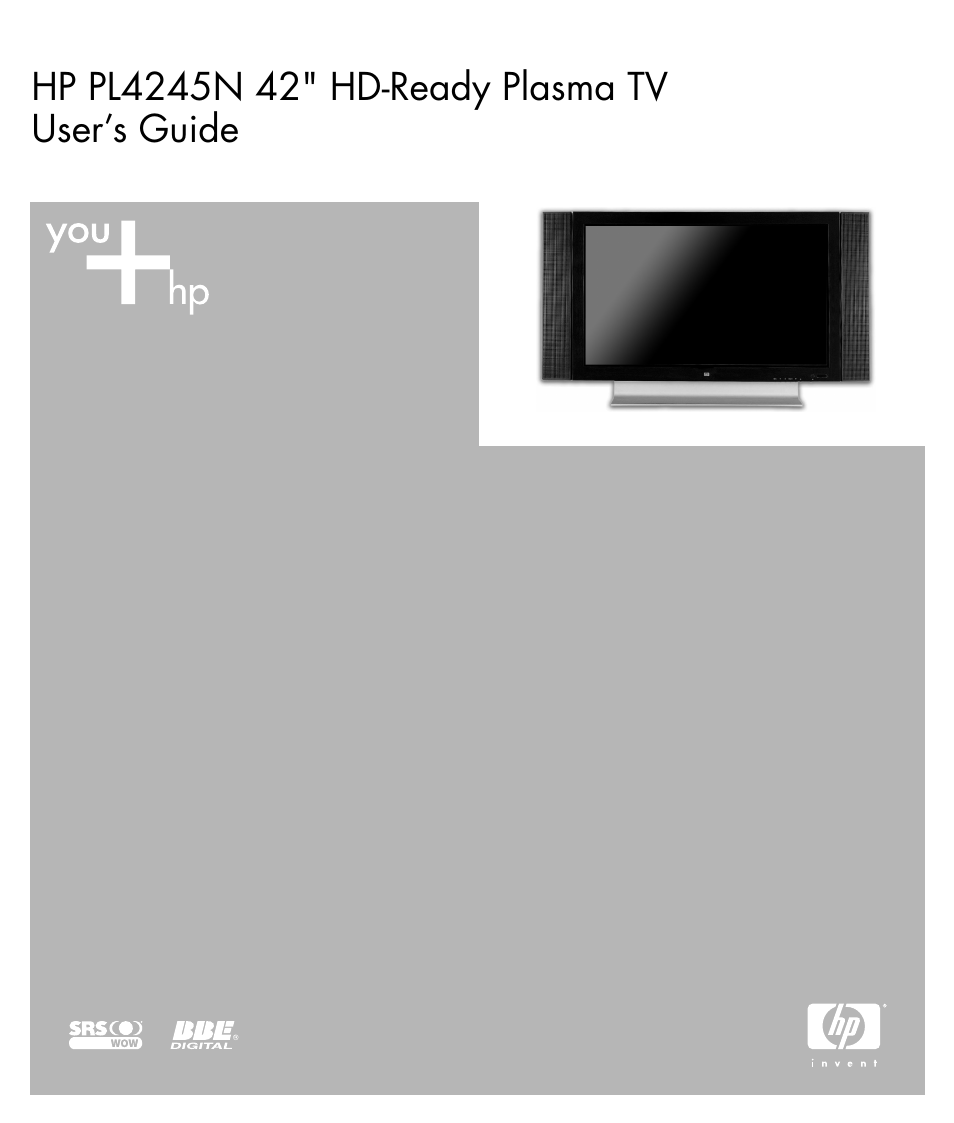 HP PL4245N 42 inch HD-ready Plasma Television User Manual | 60 pages
