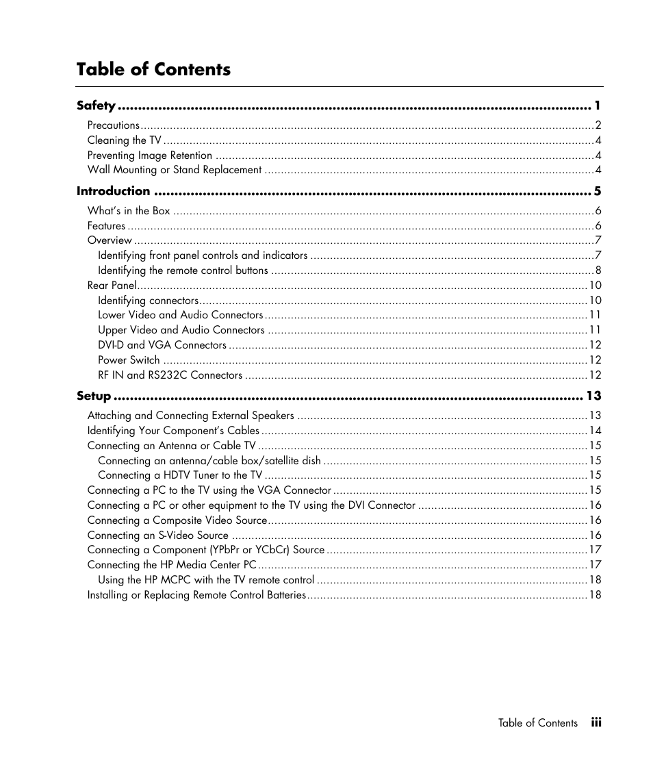 HP PL4245N 42 inch HD-ready Plasma Television User Manual | Page 3 / 60