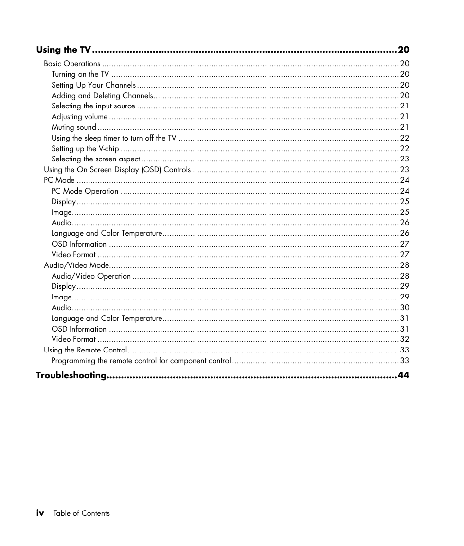 HP PL4245N 42 inch HD-ready Plasma Television User Manual | Page 4 / 60