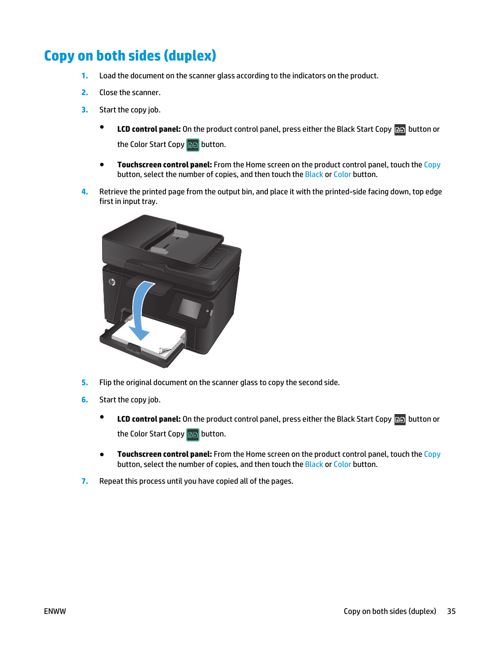 Copy on both sides (duplex) | HP Color LaserJet Pro MFP M177fw User Manual | Page 45 / 120