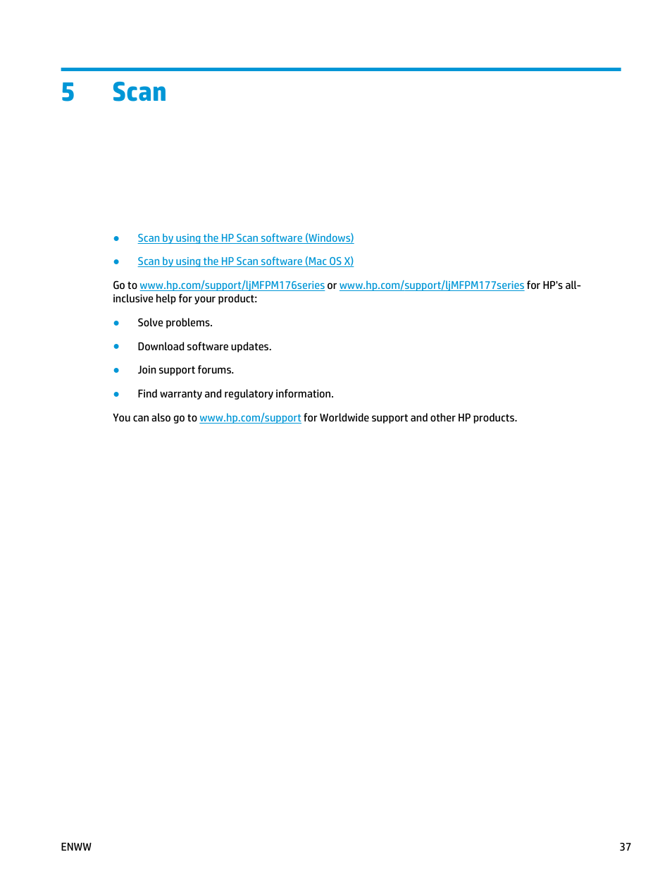 Scan, 5 scan, 5scan | HP Color LaserJet Pro MFP M177fw User Manual | Page 47 / 120